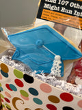 Happy Graduation basket (LG) with custom graduation cookie. Please allow up to a week for basket to be ready.